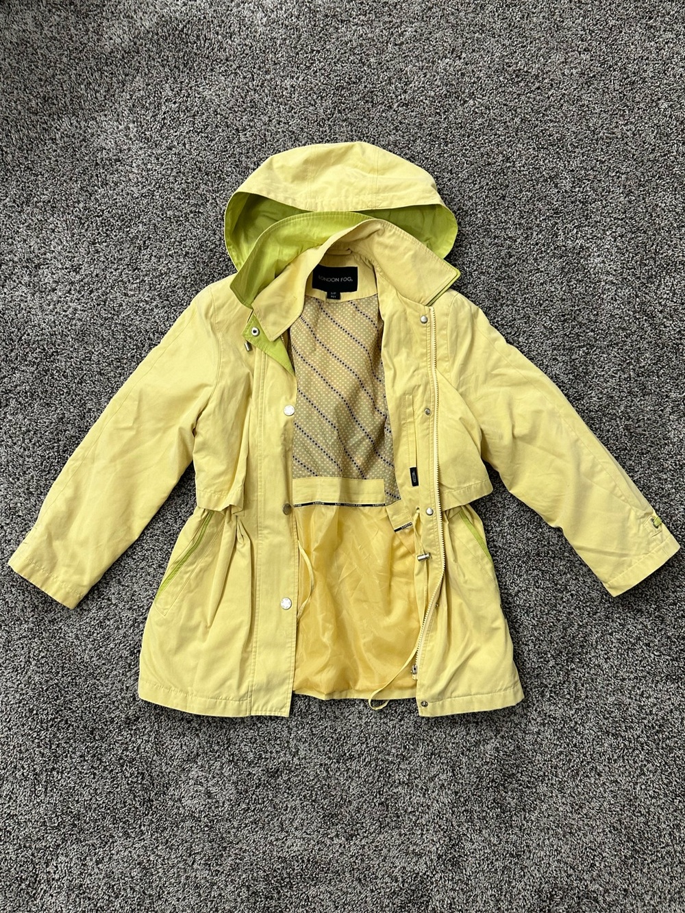 London Fog Yellow Hooded Raincoat (S/P)